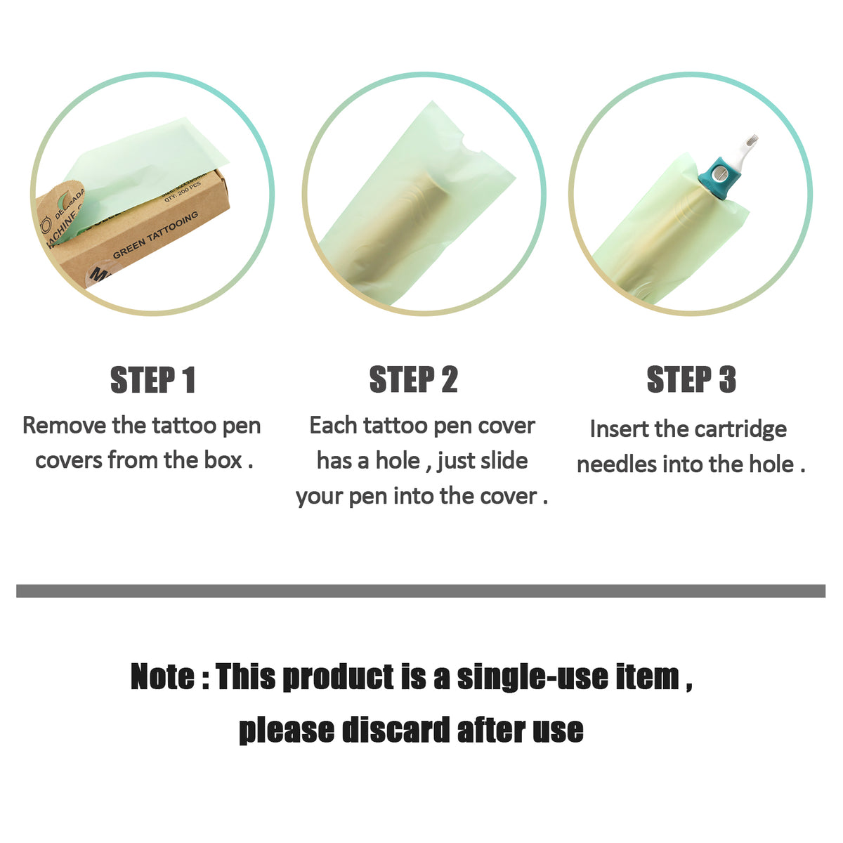 MO Biodegradable Tattoo Pen Machine Sleeves ( 200 Pcs/ Box )