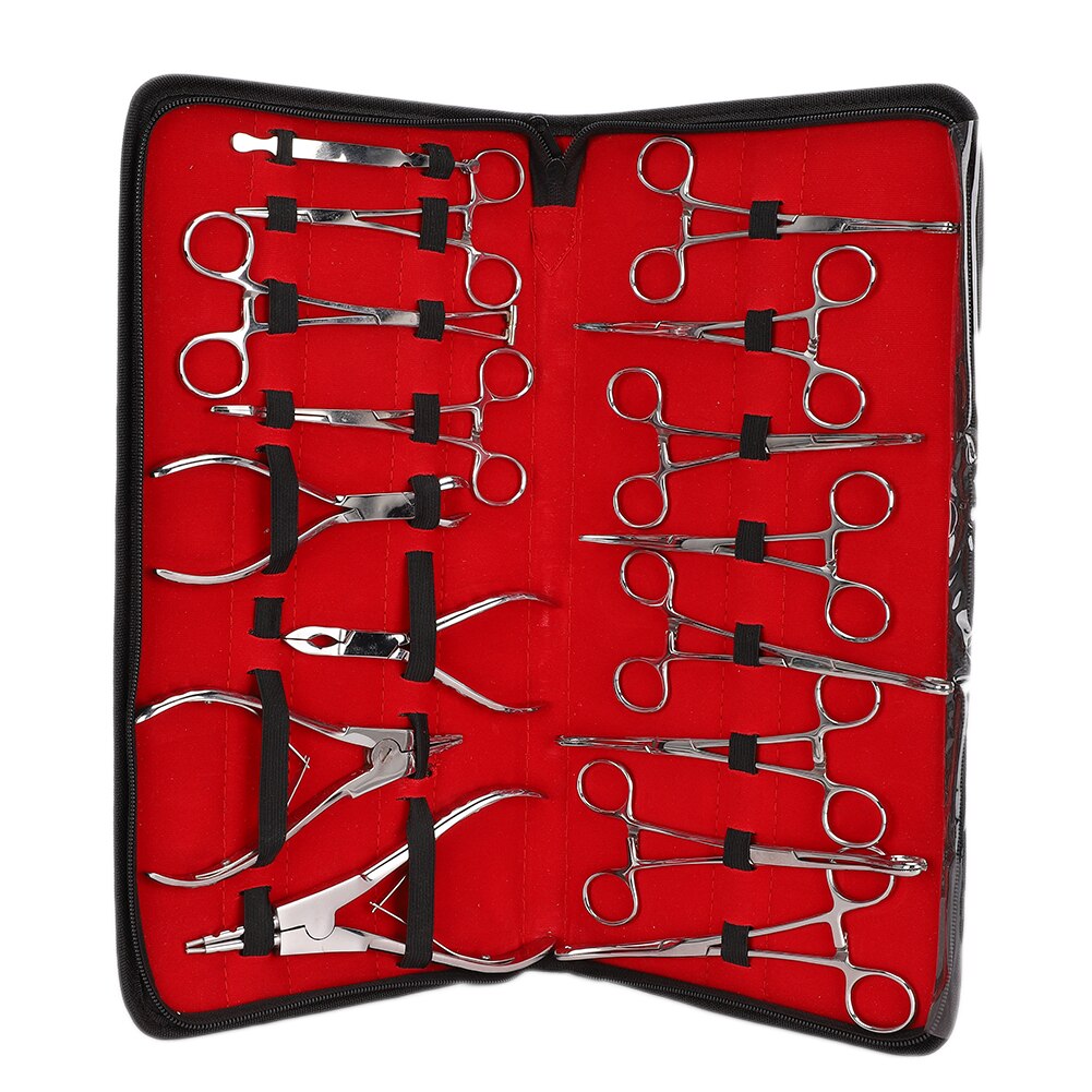 Professional Stainless Steel Body Piercing Kit 16 Pcs