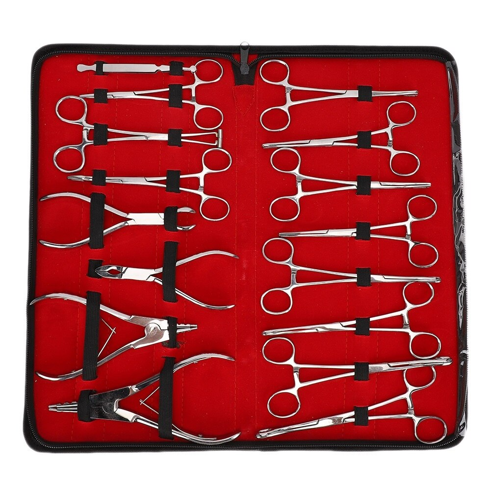 Professional Stainless Steel Body Piercing Kit 16 Pcs